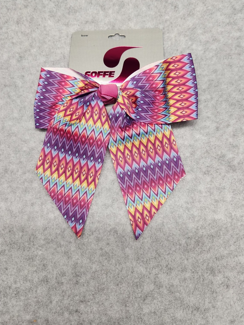 3 Pack-Soffe Pink & Purple Multicolor Chevron Bow Hair Clip
